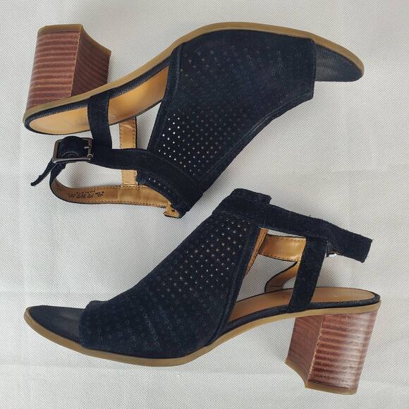 Franco Sarto Leather Harlet2 Peep Toe Sandals with Block Heel EUC 9.5 M - Picture 7 of 10